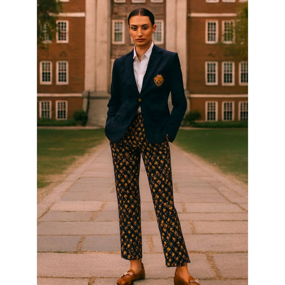 Talbots Gold Crest High Waisted Pants Womens Sz 8 VTG Cotton Stretch Preppy